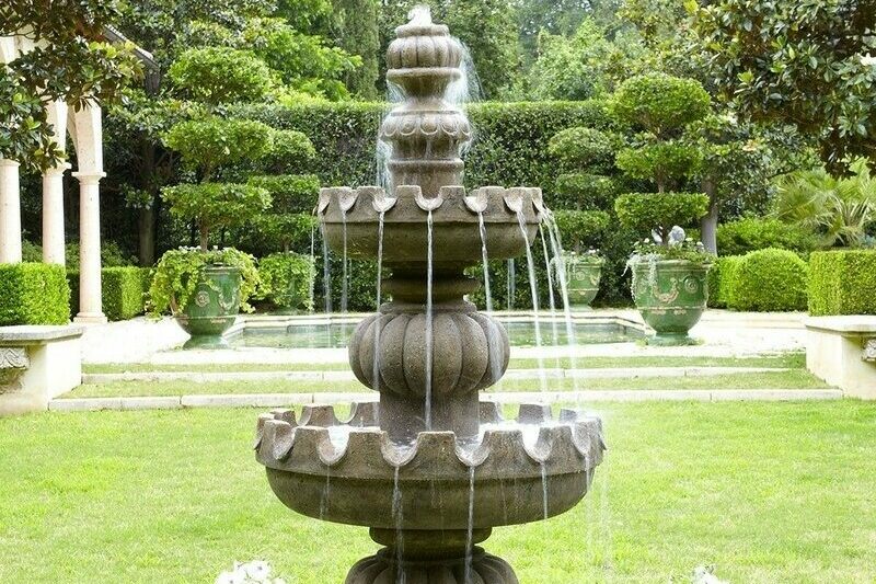 2 tier stone backyard fountain basin