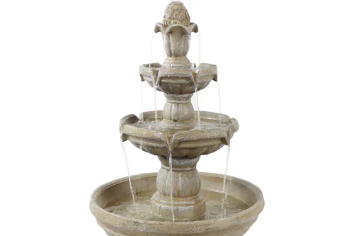 stone 3 tier backyard fountain