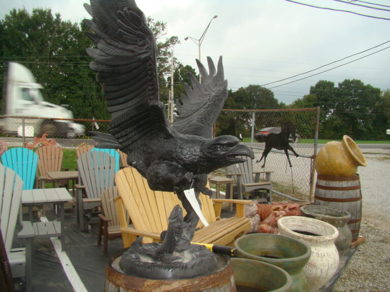 cast aluminum eagle with fish
