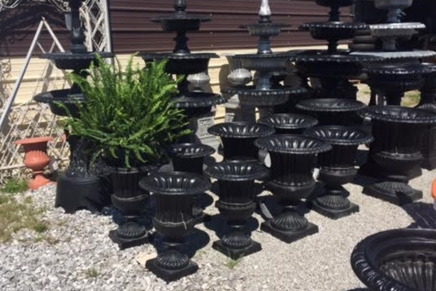 assortment of black cast aluminum flutted orns landscape decor in Morgantown, KY