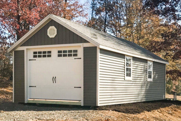 gray and white single car garage