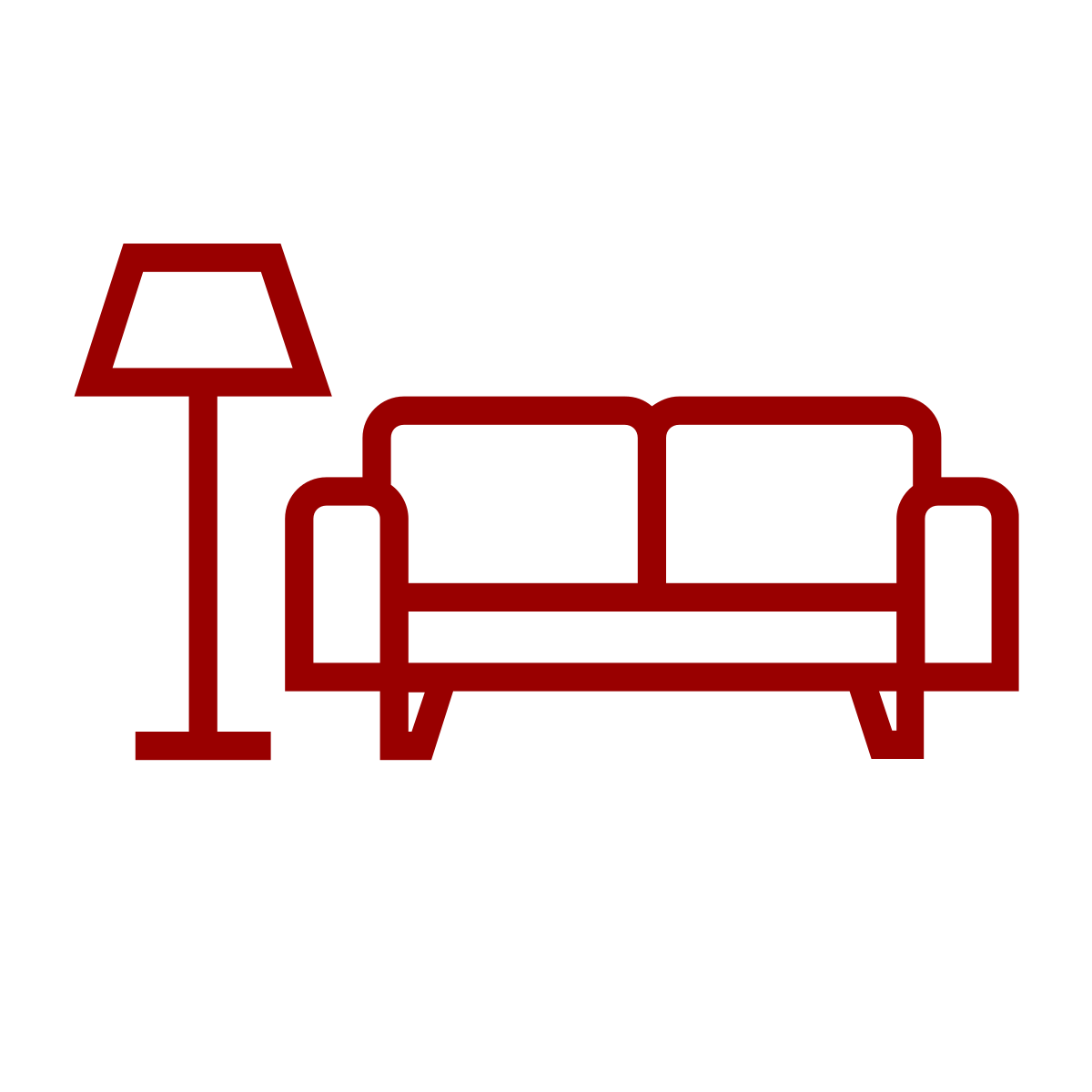 spacious interior featuring couch and lamp